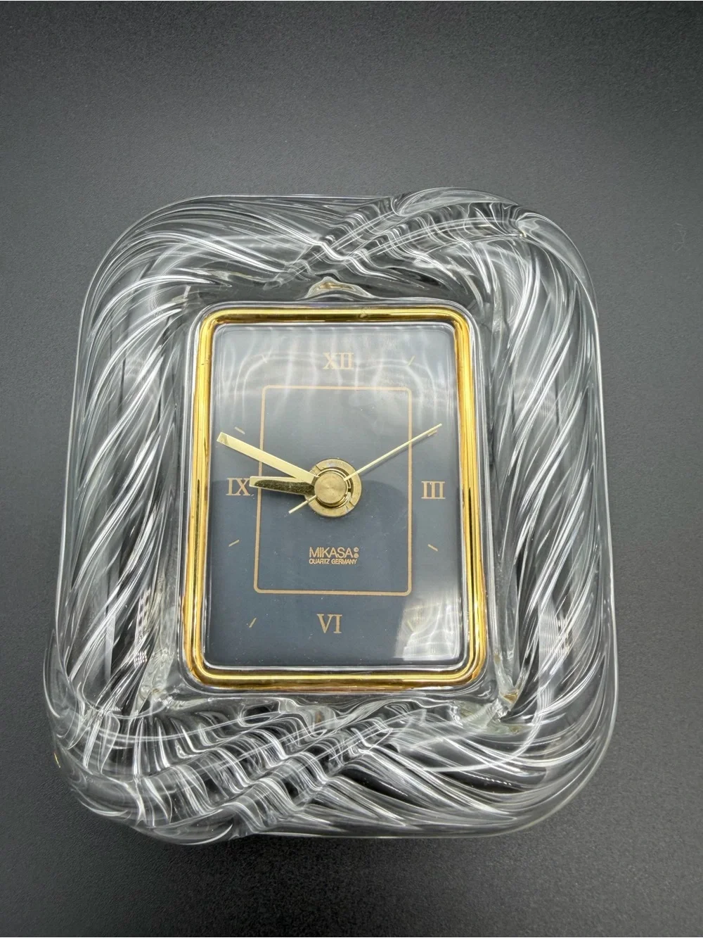 Vintage Mikasa Quartz Germany Crystal Glass Table Clock